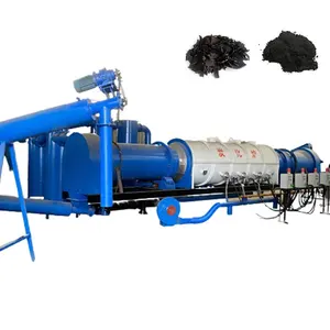 Agricultural waste charcoal making line rotary type rice hust carbonization furnace