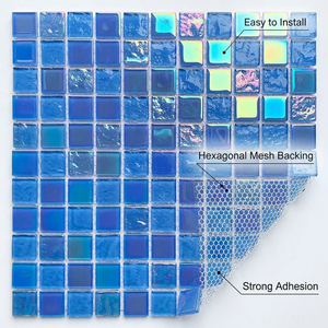 Mosaïque de <span class=keywords><strong>verre</strong></span> irisée bleu aqua pour piscine, carrelage pour ligne d'eau, hôtel, spa, villas de luxe, projets <span class=keywords><strong>sur</strong></span> <span class=keywords><strong>mesure</strong></span> - Product Image 3