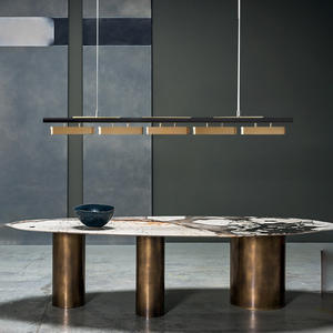 Luminaire suspendu LED design minimaliste moderne, long, en acier inoxydable, luxueux, pour salle d'exposition, comptoir de bar, lustres, lampes suspendues - Product Image 2