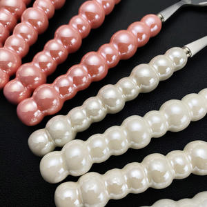 Pearl Ceramic Handle 304 Stainless Steel Knife <b>Fork</b> Spoon Set <b>Dessert</b> Cutlery Creative Elegant Design For Adults - Product Image 2