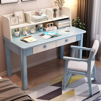 Escritorio de Estudio Ergonómico de Madera Maciza con Estantería Integrada para Niños, Adolescentes, Dormitorio y Oficina en Casa en Espacios Pequeños