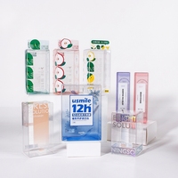 Boîte en plastique PET transparente de haute qualité avec logo personnalisé pour flacon de bain de bouche, emballage transparent, boîte de présentation cosmétique, directement de l'usine