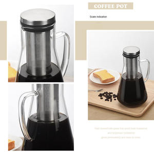 Caffettiera a freddo in vetro con filtro in acciaio inossidabile portatile resistente al calore 1.6L ad alta capacità - Product Image 4