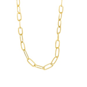 Minimalist Women's 18K Gold Plated Brass Link <b>Chain</b> Necklace Dainty Paperclip Choker Zircon Claw Setting Trendy Party Fashion - Product Image 1