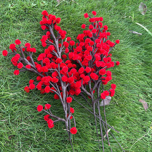 Cepillo de limpieza de Pipa de Pascua de Navidad, venta de fábrica, flor de simulación de fruta de La Fortuna terminada, varilla trenzada hecha a mano roja - Product Image 5