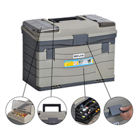Boîte à outils multi-couches MJ2071 avec compartiment supérieur, organiseur portable pour outils, matériel de pêche et petites pièces