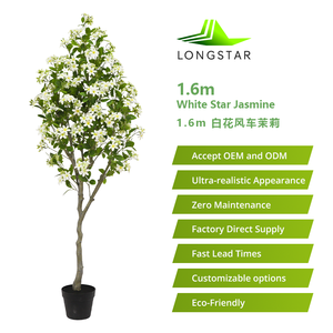 Jazmín Artificial de Alta Calidad con Flores Blancas de Plástico, Hojas Artificiales Realistas, 160 cm de Altura, Personalizable - Product Image 4