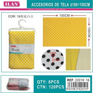 Tessuto Ilan a pois 100x150 cm giallo con pois bianchi per artigianato e cucito - Product Image 1