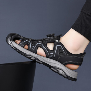 Men's Summer Mesh Casual <b>Sandals</b> Open Toe <b>Flat</b> Rubber Sole Breathable Rotating Buckle Outdoor Shoes - Product Image 4
