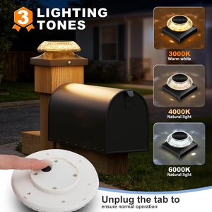 Lampes solaires pour poteaux de clôture blanches - Lampes solaires pour poteaux extérieurs étanches avec lumière chaude/naturelle/froide, pour poteaux en bois/vinyle de 4x4 - Product Image 3