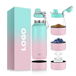 2024 Hot Selling ODM Design Stainless Steel Wide Mouth Double Wall Vacuum Insulated Water Bottle With Storage Box