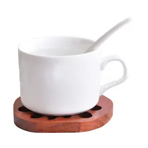 メーカーカスタムクリエイティブマグマット木製断熱マットロータスルート型ブナ木製コーヒーティーカップパッドコースター