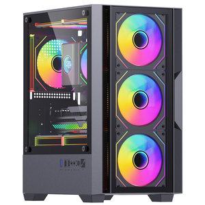 Kardan adam oyun PC durumda temperli cam yan paneller ile USB 3.0 RGB hayranları verimli soğutma mikro ATX için orta kule tasarımı oluşturur - Product Image 1