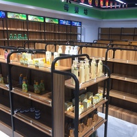 Étagères gondole simple double face pour dépanneur sur mesure Étagères de supermarché Étagères de présentation en bois et métal pour supermarché