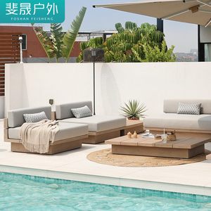 Set Divano <span class=keywords><strong>da</strong></span> Esterno per Villa, in Teak del Myanmar, Impermeabile, Mobile, Design Moderno, per <span class=keywords><strong>Giardino</strong></span> e Piscina, <span class=keywords><strong>Mobili</strong></span> in Legno Massello - Product Image 1
