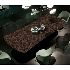 Furnitur ruang tamu desain Modern atas kaca Tempered kaki kayu Hotel restoran rumah ruang makan meja makan