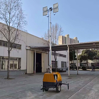 Mobiler Lichtmast mit Rotationslicht 7m 9m Teleskopmast LED-Lampe Diesel DC IP65-Zertifiziert 360° Beleuchtung für Außenparkplätze