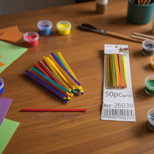 Bastoncini di Legno Colorati Ilan 1.3x6.3x178mm 50 Pezzi Materiali per Artigianato - Product Image 3