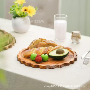 Wooden Lace Table <b>Tray</b> Natural Wood Color For Fruits Snacks Desserts Serving Hotel Coffee <b>Tea</b> Parties - Product Image 2