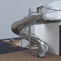 Escalier modulaire d'évacuation incendie personnalisé, glissière pour piscine, rénovation d'escaliers, escalier en colimaçon extérieur en acier inoxydable 304 avec glissière