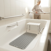Tapis de bain OEM d'usine, lavables en machine, avec trous de drainage et ventouses pour sol de salle de bain, pour personnes âgées