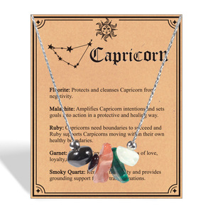 Collana con perline di cristallo <span class=keywords><strong>naturale</strong></span> irregolare con 12 segni zodiacali, gioiello con pietre preziose per l'equilibrio energetico e la guarigione, idea regalo - Product Image 2