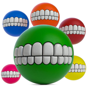 Factory Price Funny Pet Teeth Pattern <b>Balls</b> Squeaky <b>Dogs</b> Toys Sound Bite Resistant Durable <b>Dogs</b> Training Chew Toys Color Random - Product Image 4