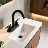 Robinet mélangeur de lavabo à double poignée, 2 trous, cartouche céramique, finition chromée