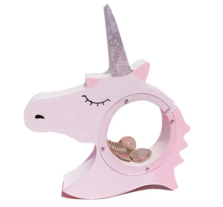 Fábrica OEM-Unicorn Piggy Bank para Crianças Coin Saving caixa Custom Wooden Money Box