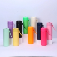 Termo Aislado de Acero Inoxidable 304 de Estilo Simple de 22 oz al por Mayor, Taza con Asa de Silicona, Pajita de Plástico, Vaso de Viaje