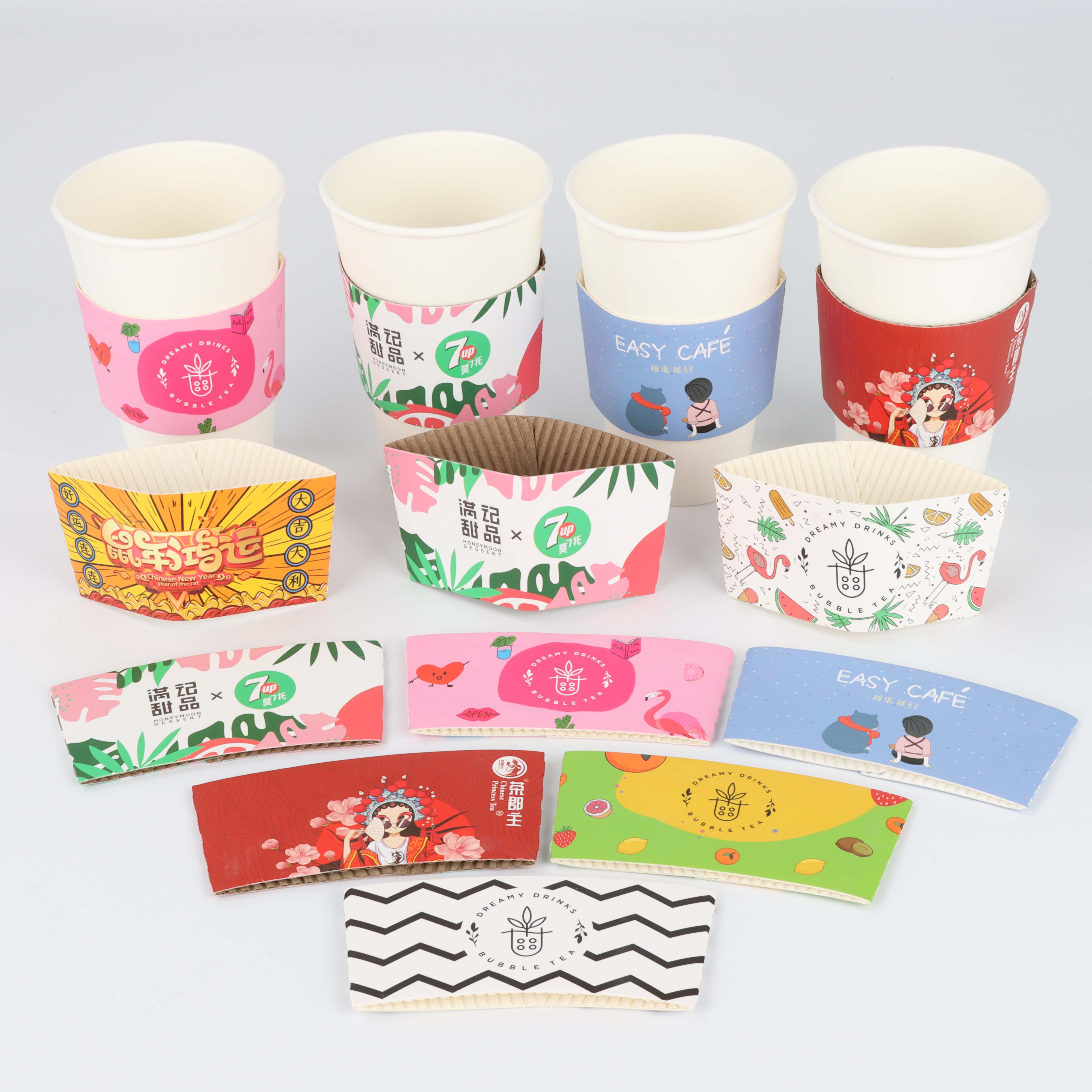 Hot Paper Cup Sleeve Custom Paper Coffee Cup Sleeve With Logo Coffee Paper CupsPopular