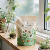Pochette souple transparente mate imprimée numériquement avec bec verseur, pour emballage de céréales, réutilisable, avec fenêtre, pour recharge alimentaire