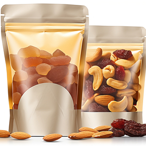 Matt bao bì Nut Snack Túi giấy Kraft với cửa sổ mờ tùy chỉnh Nut Snack túi kraft EVOH-PE nhựa đứng lên túi dây kéo - Product Image 3