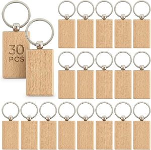 Porte-clés en bois rectangulaire vierge non fini pour gravure laser, étiquettes personnalisées, idéal pour EDC ou comme cadeau artisanal - Product Image 1