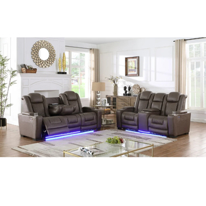 Power-Sessel 3-teilig LED-Sessel Liebesessel Stuhl Bewegungssofa-Set Wohnzimmer-Sessel Sofa elektrisch mit USB-Konsole - Product Image 2