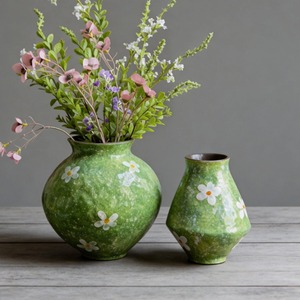 <span class=keywords><strong>Vase</strong></span> en céramique Jingdezhen peint à la main MSH, glaçure verte, motif floral, décoration de table - Product Image 1