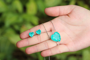 Đẹp Brazil Bán Joias Hình Trái Tim Mô Hình Thời Trang Màu Xanh Tự Nhiên Thủy Tinh Pha Lê Joyeria Fusion Đá Trang Sức Set - Product Image 5
