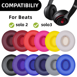 Ersatz-Ohrpolster-Kissen für Beats Solo 2 & Solo 3 Drahtlose On-Ear-Kopfhörer Zubehör für Kopfhörer aus weichem Protein leder - Product Image 2