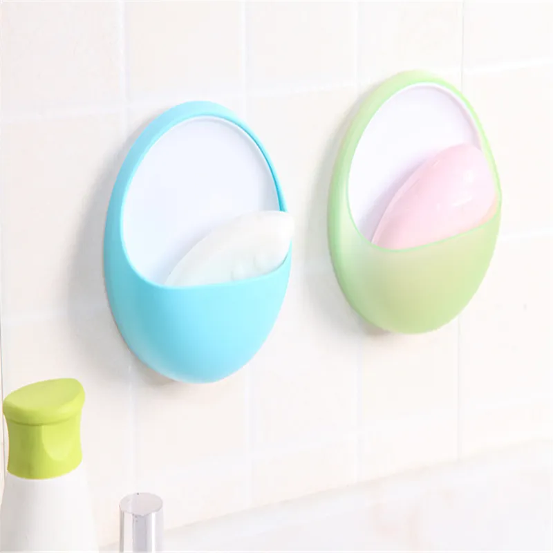 Kitchen Bathroom Shower Soap Holder Storage Box Wall-mounted Suction Wash Cup Soap Box Dish Tray Bathroom SoapBox