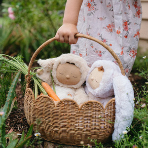 Panier de rangement en rotin en forme de tulipe, ovale, avec poignée, pour les pique-niques des enfants en plein air - Product Image 2
