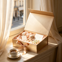 Boîte cadeau en carton marbré avec fermeture magnétique, estampage à chaud doré, vide, avec sac, pour bonbons et cadeaux de fête, vente en gros