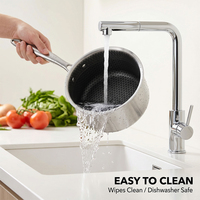 Casserole hybride antiadhésive en acier inoxydable avec couvercle en verre, compatible induction, non toxique, motif nid d'abeille
