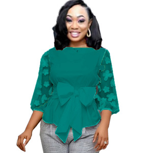 S-4XL Grande SizeSweet Elegante Delle Donne Della <span class=keywords><strong>Camicia</strong></span> Streetwear Bow Tie Casual Signore Della <span class=keywords><strong>Camicia</strong></span> Della Bolla Del Manicotto Della Lanterna Top Partito Camicetta da Donna Top - Product Image 5