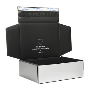 High-End Rigid Jewelry <b>Box</b> With UV Printed Heart Logo And Satin Liner Rectangle Paperboard Packaging For Jewelry Watch Eyewear - Product Image 1