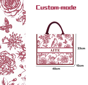 Túi tote <span class=keywords><strong>canvas</strong></span> tùy chỉnh, họa tiết hoa vintage, khóa giấu, dùng làm quà tặng, bán buôn, có thể tái sử dụng, sản xuất tại nhà máy - Product Image 3