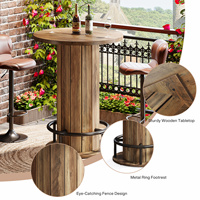 Table de bar moderne Tribesigns, 100 cm de haut, table de bistrot, table ronde haute, plateau de table 80x80 cm, MDF + métal pour cuisine, bar à domicile