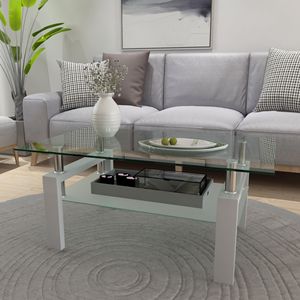 DB Table basse transparente moderne Table centrale latérale blanche Durable pour meubles de Table à thé de salon - Product Image 2