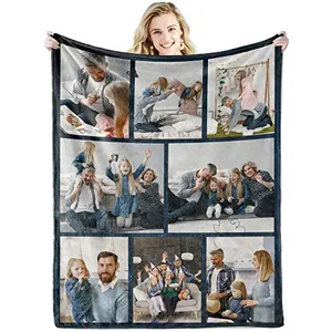 <span class=keywords><strong>Manta</strong></span> de lana con estampado súper suave de alta calidad con <span class=keywords><strong>collage</strong></span> de imágenes de texto, fabricante de mantas fotográficas hechas a medida - Product Image 1