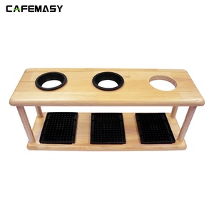 Support à café en bambou pour filtre à café à dégoulinement avec trois trous, support de filtre à café compatible avec <span class=keywords><strong>V60</strong></span> - Product Image 5