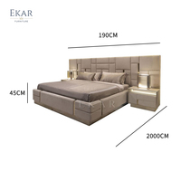 Neues Design Luxuriöses Designer-Kingsize-Bettset - Elegantes Gepolstertes Kopfteil |   Modernes Schlafzimmer Luxusbett; Designer-Bett
